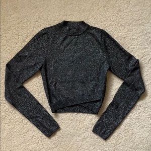 Metallic Express Long-Sleeve Crop Top